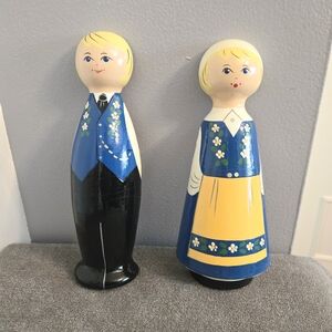 Swedish Wood Doll Figurines Wall Hangings Man Woman Scandinavian Folkart